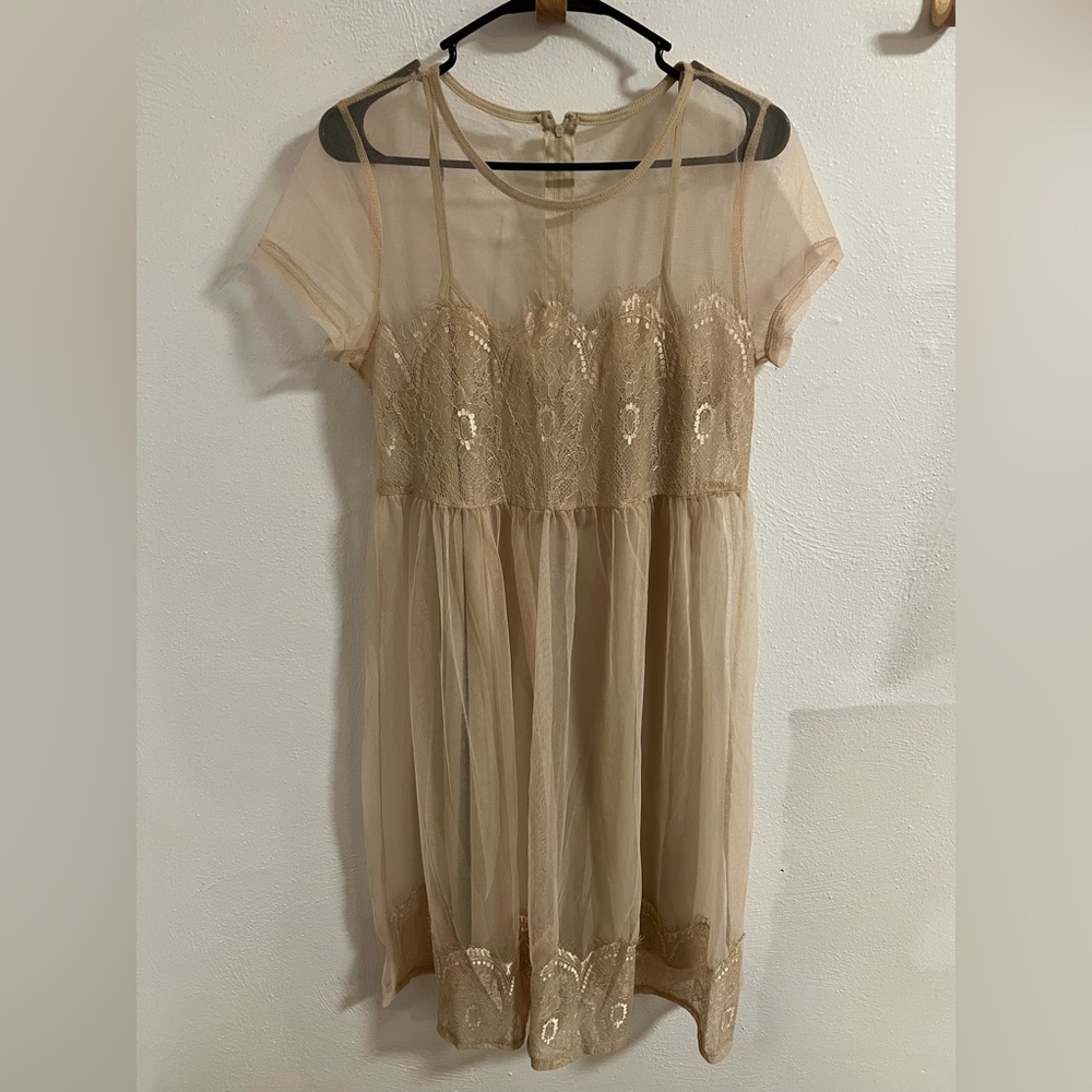 Bailey Blue Cream Ruched Babydoll Dress